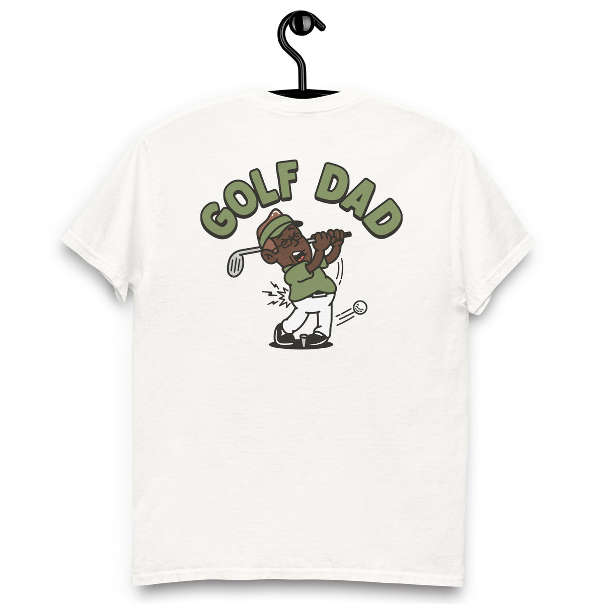 Golf Brown Hair Dark Skin Tone Glasses Stubble Dad T-Shirt