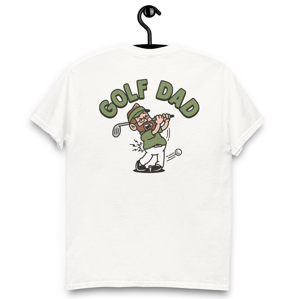 Golf Brown Hair Light Skin Tone Glasses Beard Dad T-Shirt