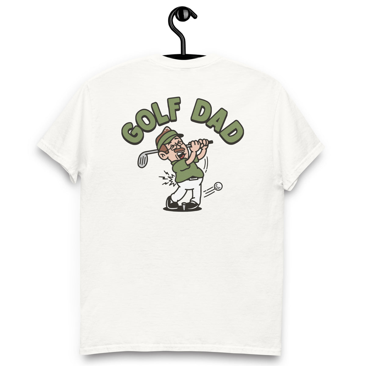 Golf Brown Hair Light Skin Tone Glasses Moustache Dad T-Shirt