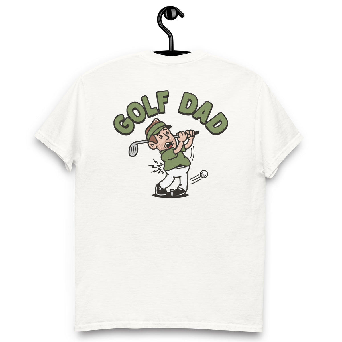 Golf Brown Hair Light Skin Tone No-Glasses Stubble Dad T-Shirt