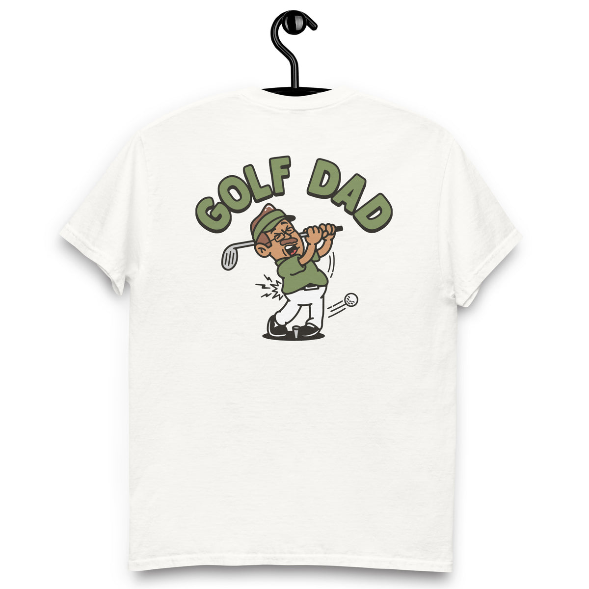 Golf Brown Hair Tan Skin Tone Glasses Moustache Dad T-Shirt