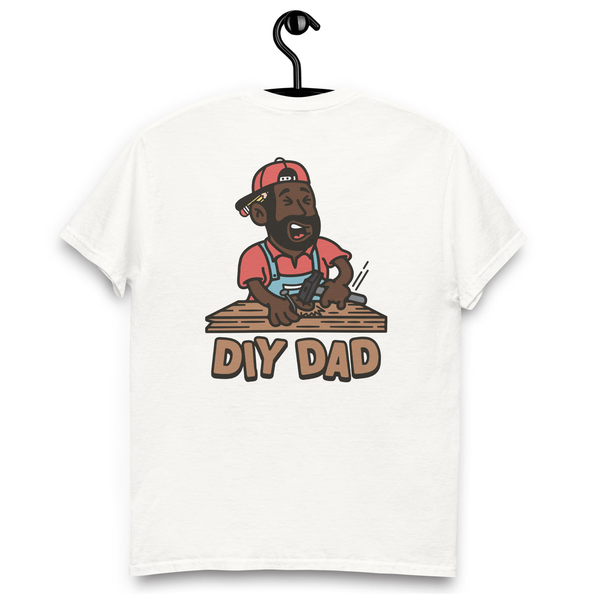 DIY Black Hair Dark Skin Tone No-Glasses Beard Dad T-Shirt