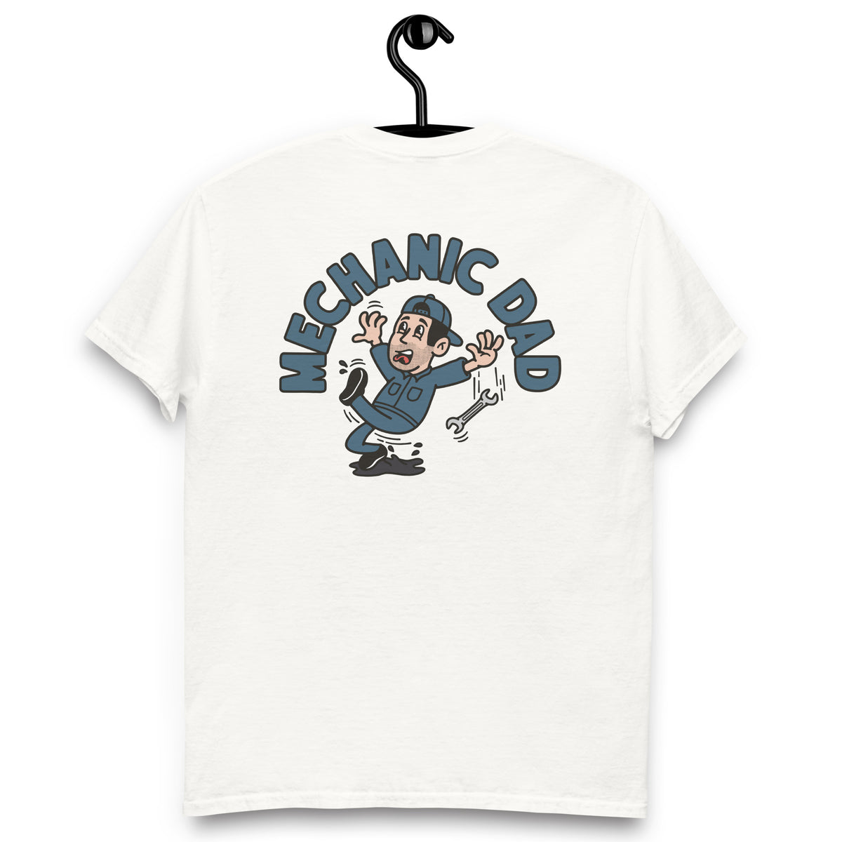 Mechanic Black Hair Light Skin Tone No-Glasses Stubble Dad T-Shirt