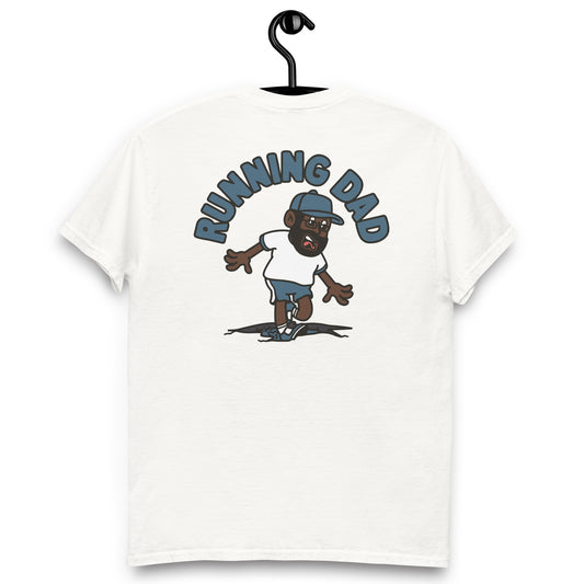 Running Black Hair Dark Skin Tone Glasses Beard Dad T-Shirt