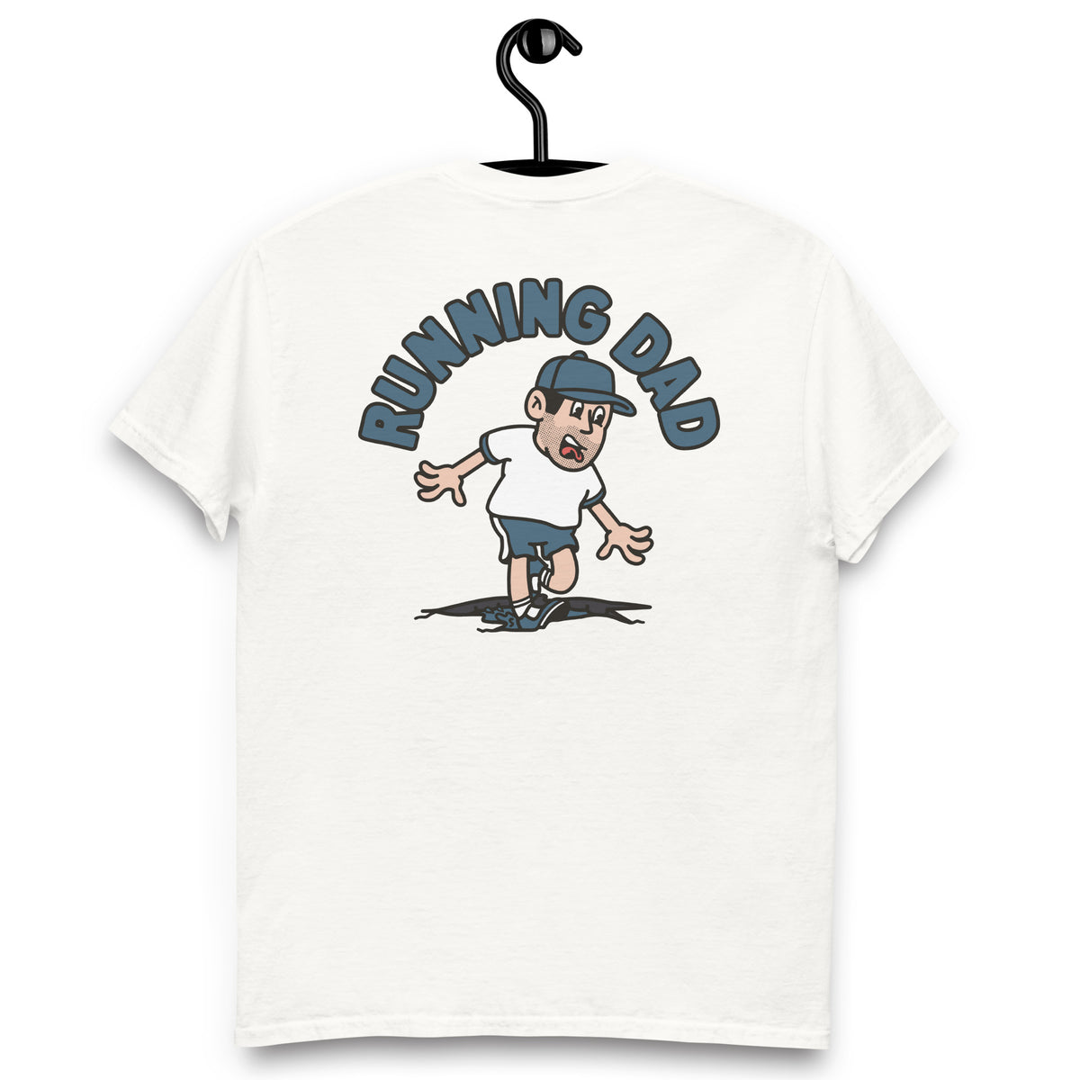 Running Black Hair Light Skin Tone No-Glasses Stubble Dad T-Shirt