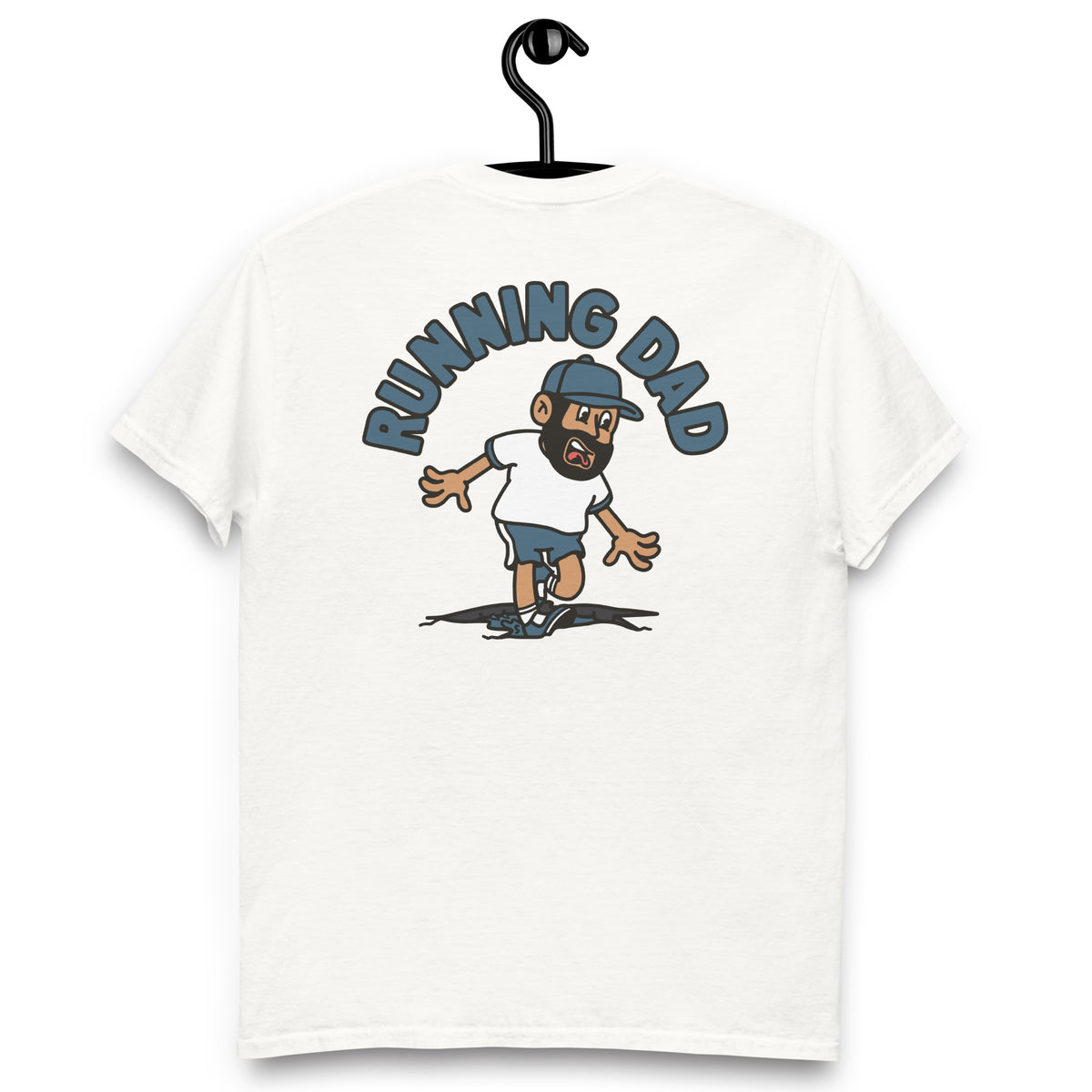 Running Black Hair Tan Skin Tone No-Glasses Beard Dad T-Shirt