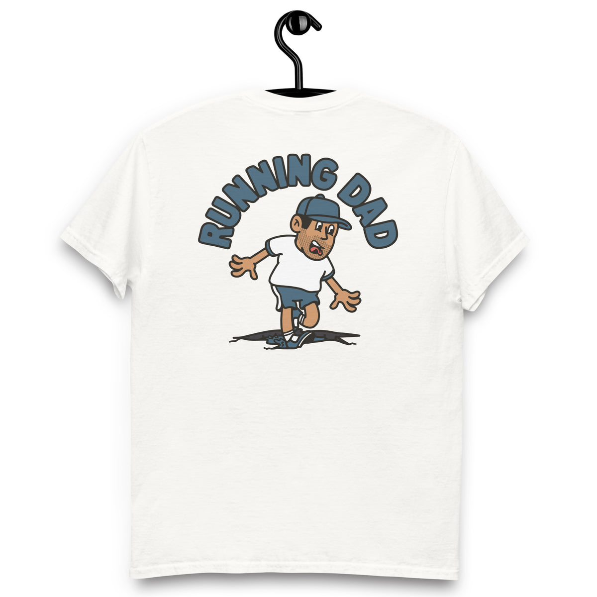 Running Black Hair Tan Skin Tone No-Glasses Stubble Dad T-Shirt