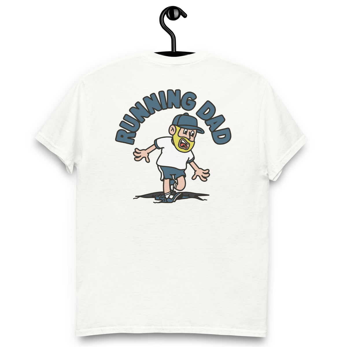 Running Blond Hair Light Skin Tone No-Glasses Beard Dad T-Shirt