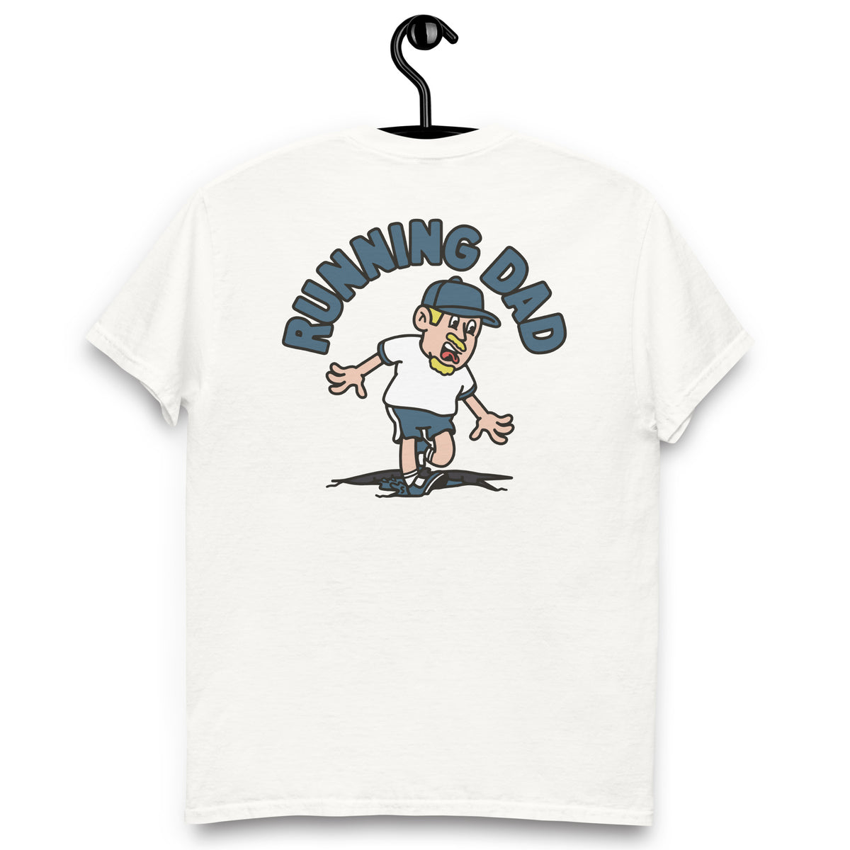 Running Blond Hair Light Skin Tone No-Glasses Moustache & Chin Beard Dad T-Shirt