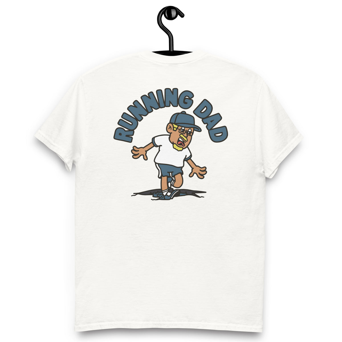 Running Blond Hair Tan Skin Tone Glasses Moustache & Chin Beard Dad T-Shirt