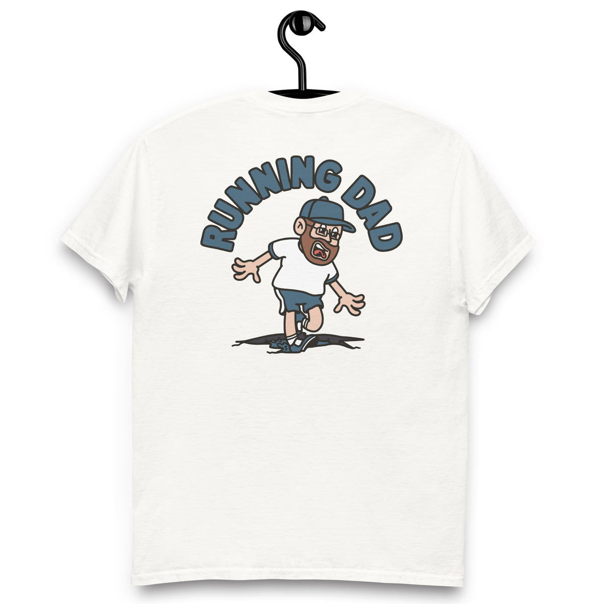 Running Brown Hair Light Skin Tone Glasses Beard Dad T-Shirt