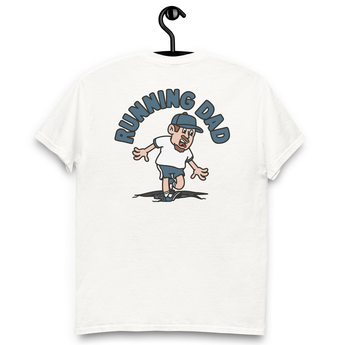 Running Brown Hair Light Skin Tone No-Glasses Moustache & Chin Beard Dad T-Shirt