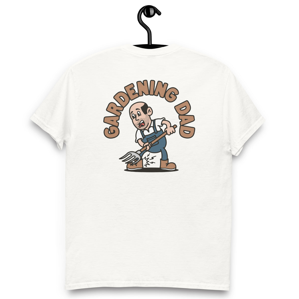 Gardening Black Hair Light Skin Tone No-Glasses Bald Stubble Dad T-Shirt