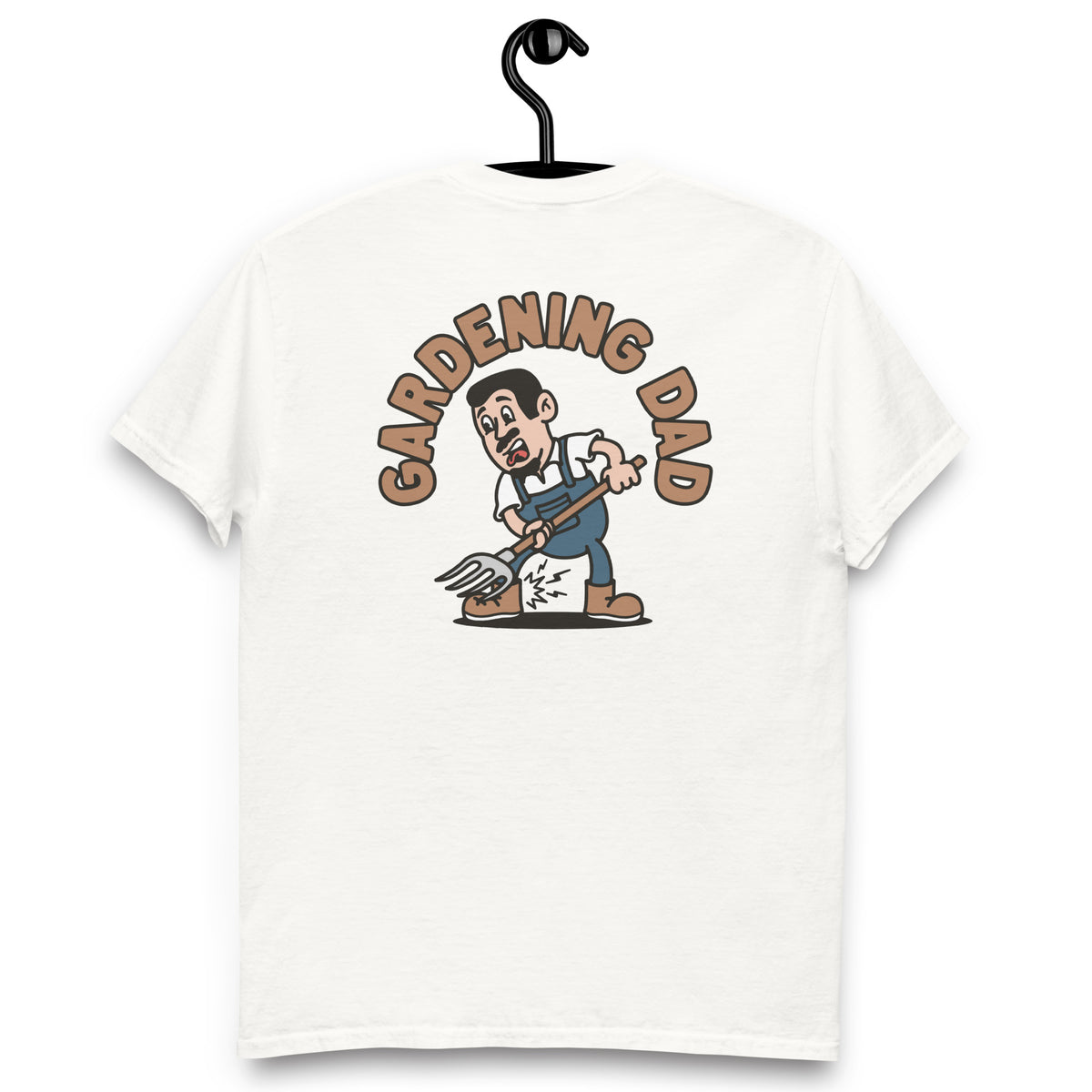 Gardening Black Hair Light Skin Tone No-Glasses Short Moustache & Chin Beard Dad T-Shirt