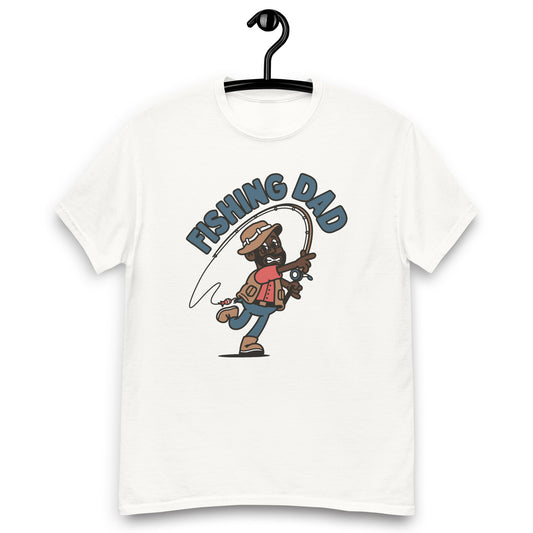 Fishing Black Hair Dark Skin Tone Glasses Beard Dad T-Shirt