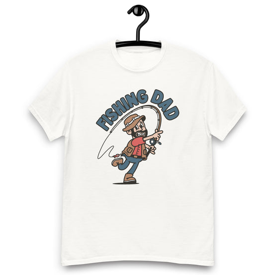 Fishing Black Hair Light Skin Tone No-Glasses Beard Dad T-Shirt