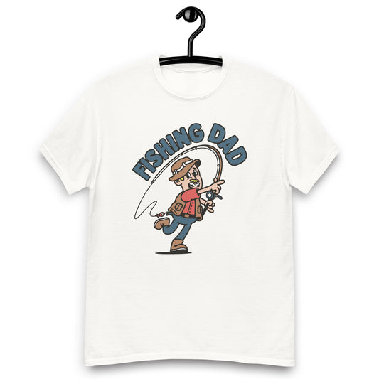 Fishing Blond Hair Light Skin Tone No-Glasses Moustache Dad T-Shirt