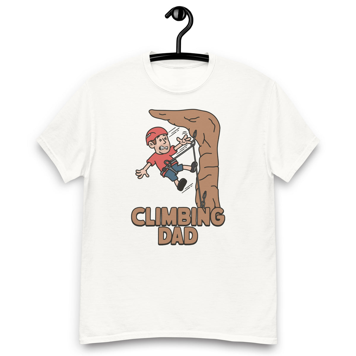 Climbing Brown Hair Light Skin Tone No-Glasses Stubble Dad T-Shirt