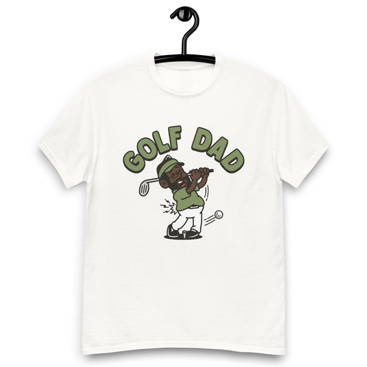 Golf Black Hair Dark Skin Tone Glasses Beard Dad T-Shirt
