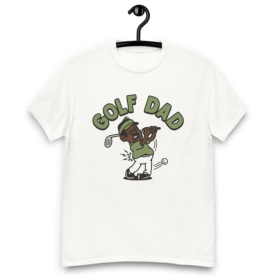 Golf Black Hair Dark Skin Tone Glasses Moustache Dad T-Shirt