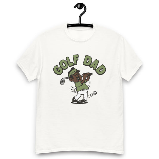 Golf Black Hair Dark Skin Tone No-Glasses Moustache Dad T-Shirt