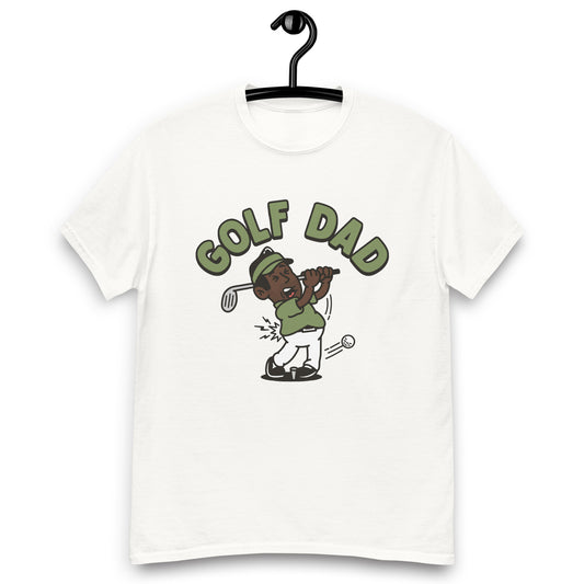 Golf Black Hair Dark Skin Tone No-Glasses Stubble Dad T-Shirt