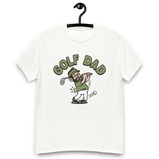 Golf Black Hair Light Skin Tone Glasses Beard Dad T-Shirt
