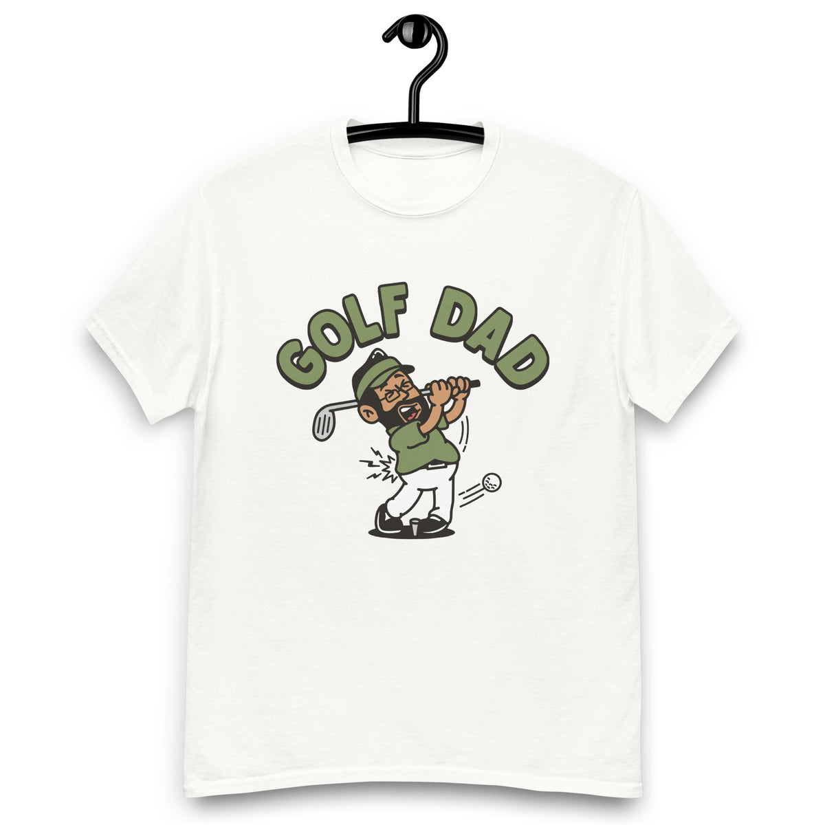 Golf Black Hair Tan Skin Tone Glasses Beard Dad T-Shirt