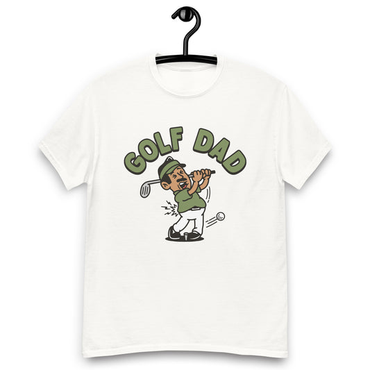 Golf Black Hair Tan Skin Tone No-Glasses Moustache Dad T-Shirt