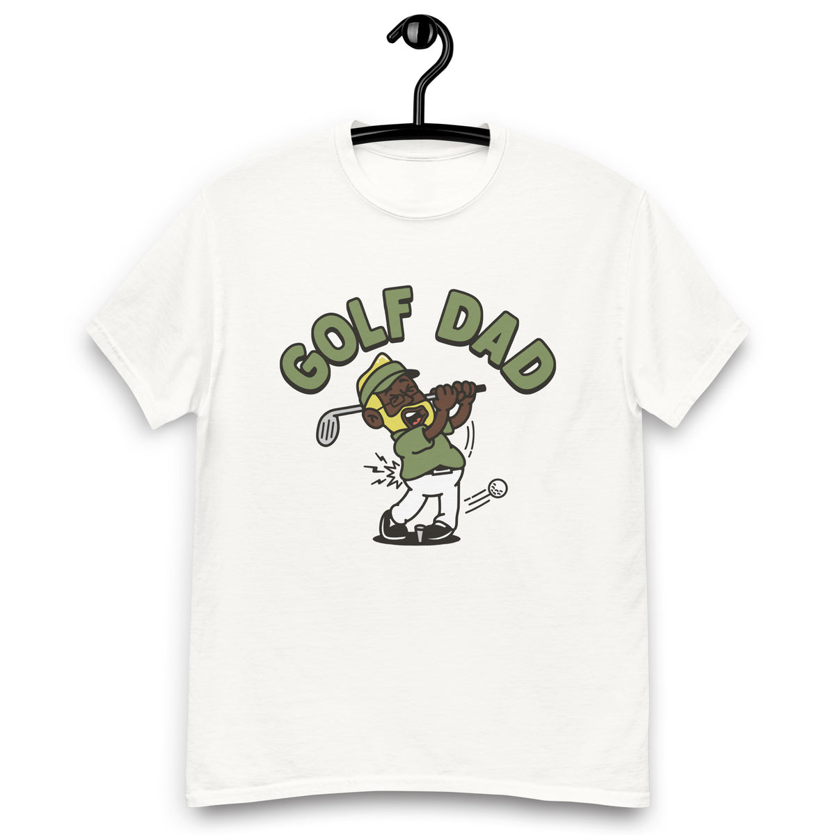 Golf Blond Hair Dark Skin Tone Glasses Beard Dad T-Shirt