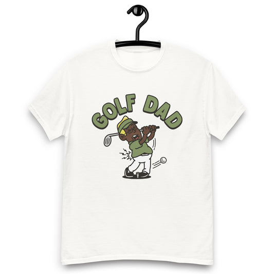 Golf Blond Hair Dark Skin Tone Glasses Stubble Dad T-Shirt