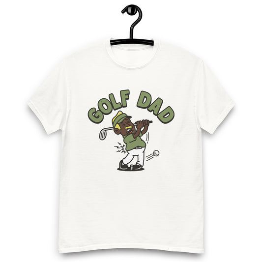 Golf Blond Hair Dark Skin Tone No-Glasses Moustache Dad T-Shirt