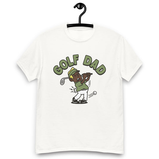 Golf Blond Hair Dark Skin Tone No-Glasses Stubble Dad T-Shirt