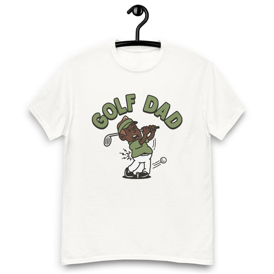Golf Brown Hair Dark Skin Tone No-Glasses Stubble Dad T-Shirt