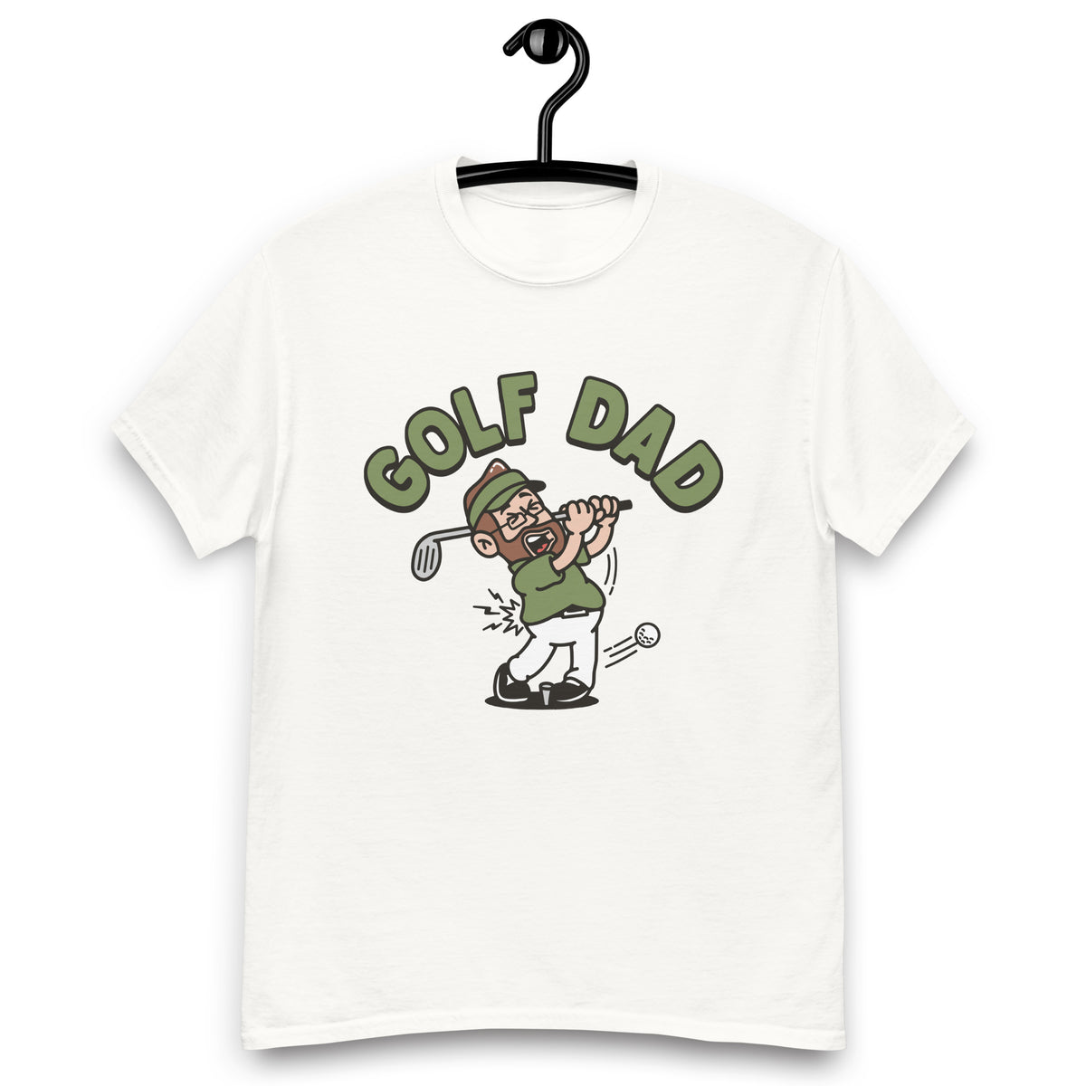 Golf Brown Hair Light Skin Tone Glasses Beard Dad T-Shirt
