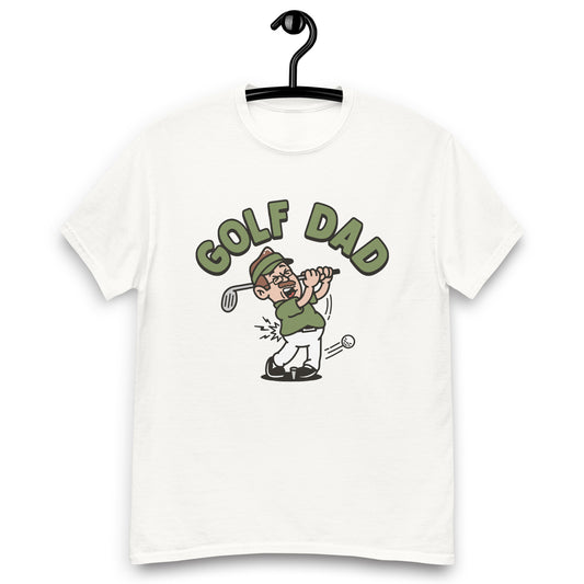 Golf Brown Hair Light Skin Tone Glasses Moustache Dad T-Shirt