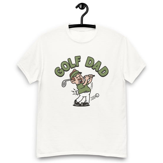 Golf Brown Hair Light Skin Tone No-Glasses Moustache Dad T-Shirt