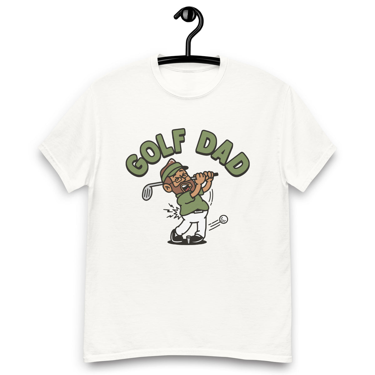 Golf Brown Hair Tan Skin Tone Glasses Beard Dad T-Shirt