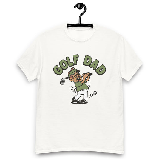 Golf Brown Hair Tan Skin Tone Glasses Moustache Dad T-Shirt