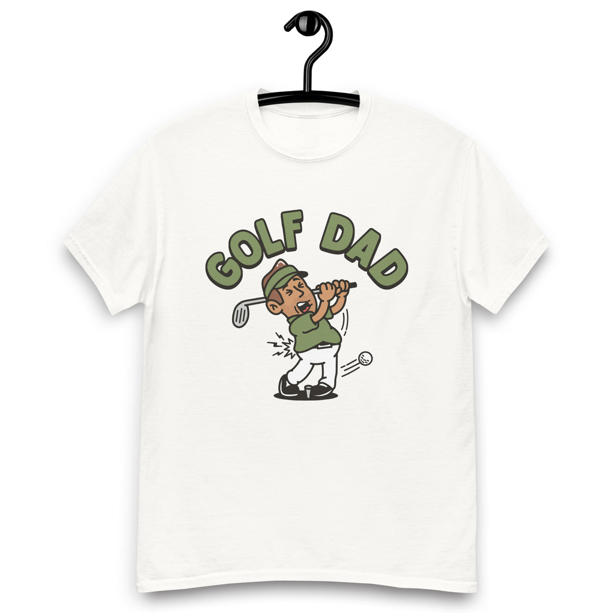 Golf Brown Hair Tan Skin Tone No-Glasses Stubble Dad T-Shirt