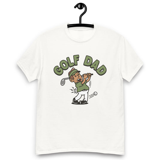 Golf Brown Hair Tan Skin Tone No-Glasses Stubble Dad T-Shirt