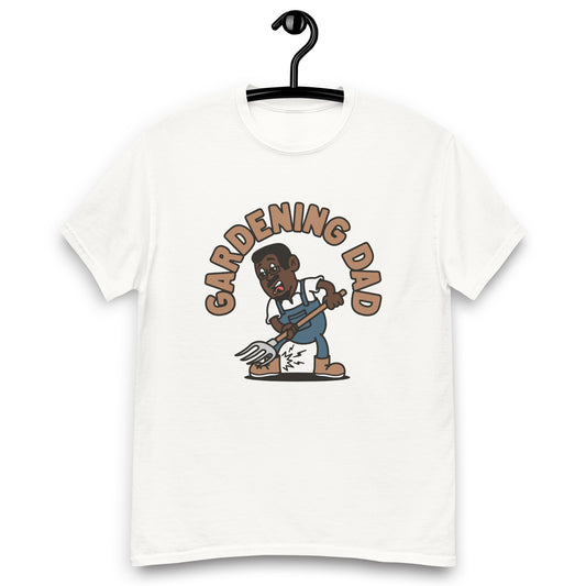 Gardening Black Hair Dark Skin Tone Glasses Short Moustache & Chin Beard Dad T-Shirt