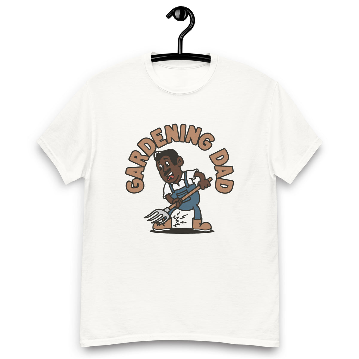 Gardening Black Hair Dark Skin Tone No-Glasses Medium Moustache Dad T-Shirt