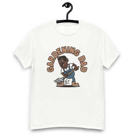 Gardening Black Hair Dark Skin Tone No-Glasses Medium Moustache Dad T-Shirt