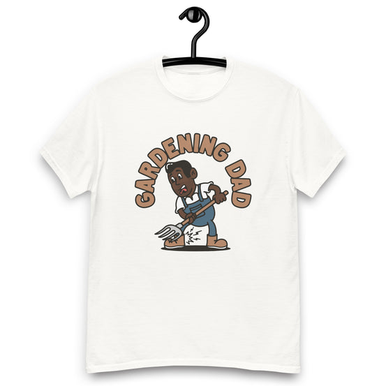 Gardening Black Hair Dark Skin Tone No-Glasses Medium Stubble Dad T-Shirt