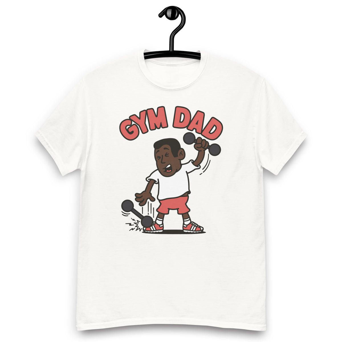Gym Black Hair Dark Skin Tone No-Glasses Short Stubble Dad T-Shirt