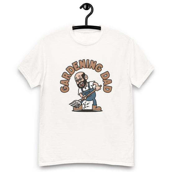 Gardening Black Hair Light Skin Tone Glasses Bald Beard Dad T-Shirt