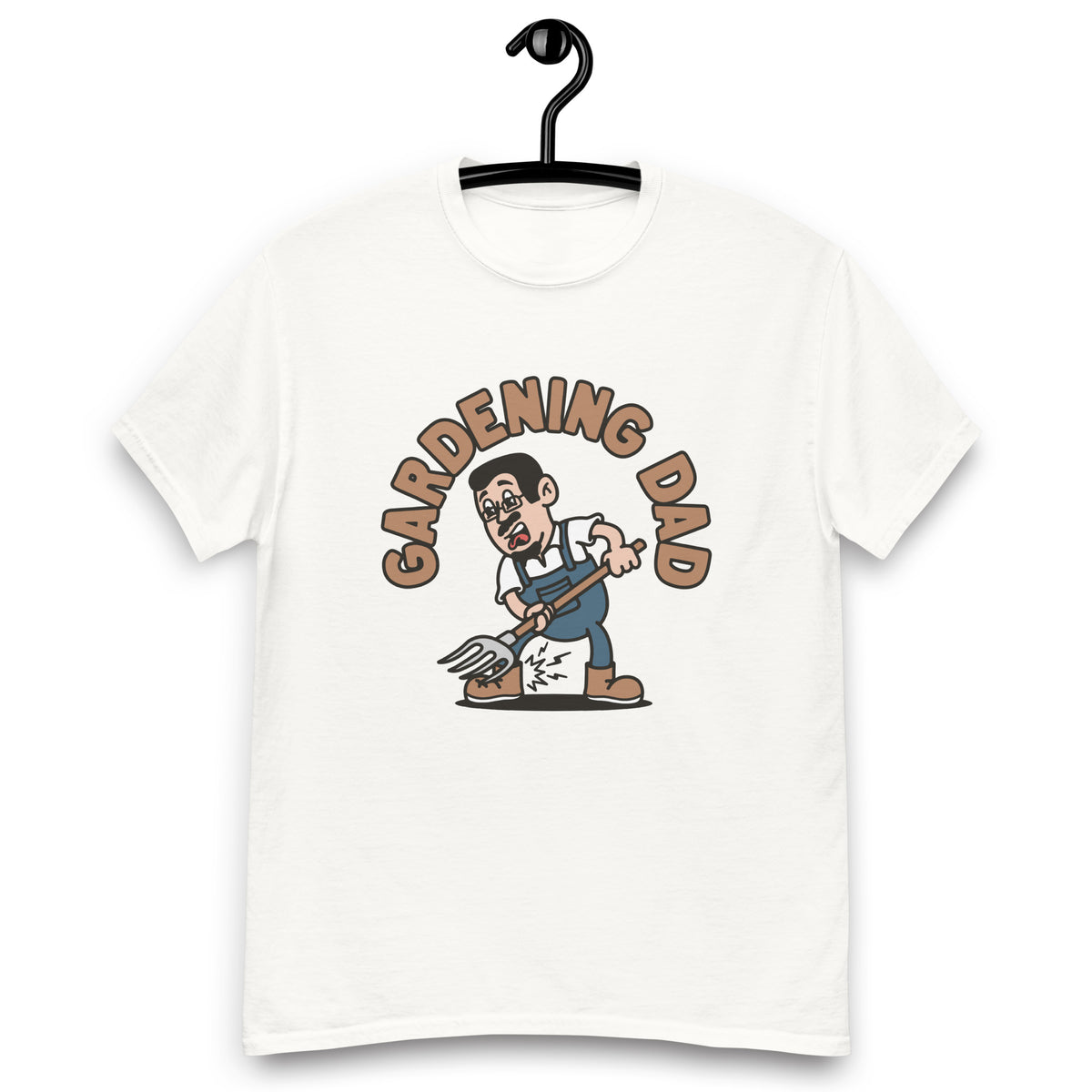 Gardening Black Hair Light Skin Tone Glasses Short Moustache & Chin Beard Dad T-Shirt