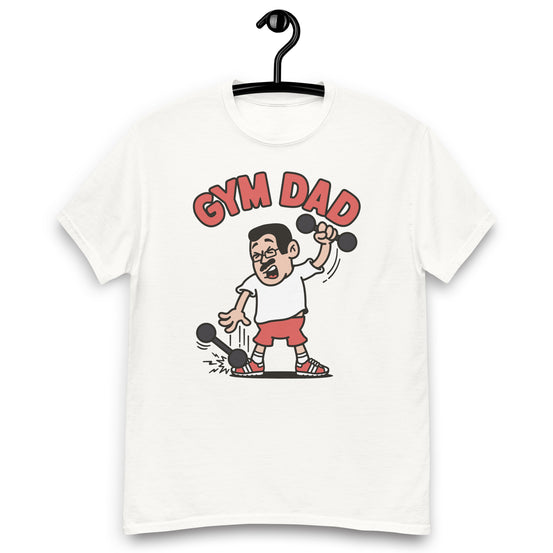 Gym Black Hair Light Skin Tone Glasses Short Moustache Dad T-Shirt