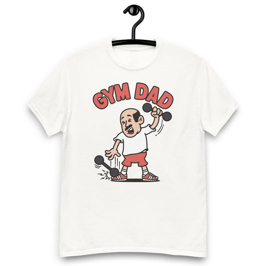 Gym Black Hair Light Skin Tone No-Glasses Bald Moustache Dad T-Shirt